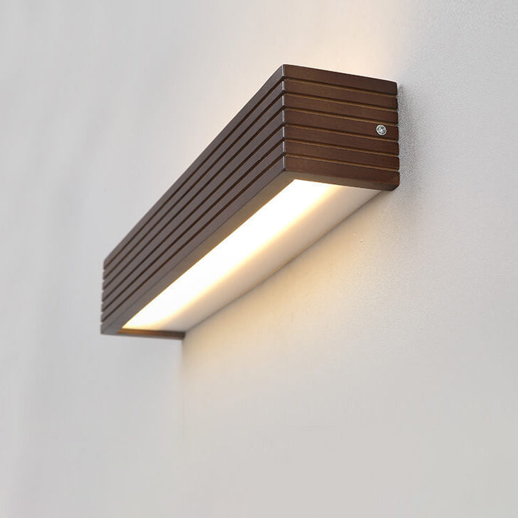Modern Chinese Walnut Square Bar Vanity LED Wall Sconce Lamp