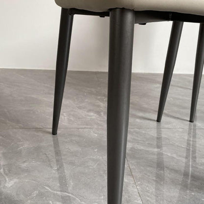 Contemporary Luxury Square Microfiber PU Leather Carbon Steel Dining Chair Backrest For Dining Room