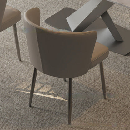 Contemporary Luxury Square Upholstered Microfiber Leather Carbon Steel Dining Chair Curved Backrest For Dining Room