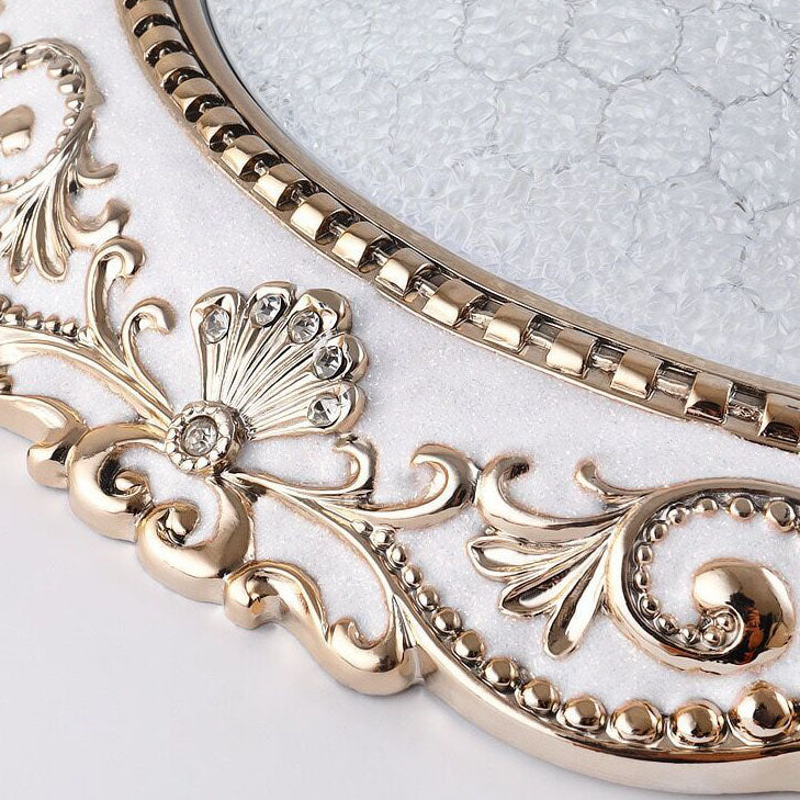 European Retro Round Carved Lace Resin Glass LED Flush Mount  Ceiling Light
