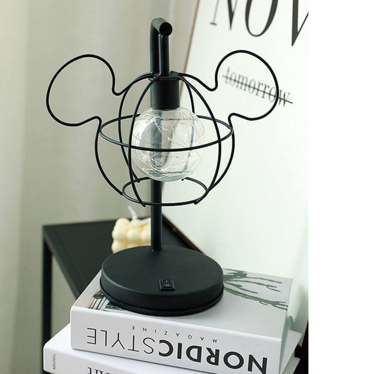 Creative Mouse Metal Cage LED Decorative Battery Table Lamp