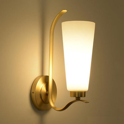 European Light Luxury All Copper Glass 1/2-Light Wall Sconce Lamp