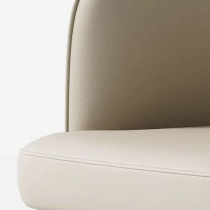 Modern Luxury Round Upholstered Faux Leather Carbon Steel Dining Chair Curved Backrest For Dining Room