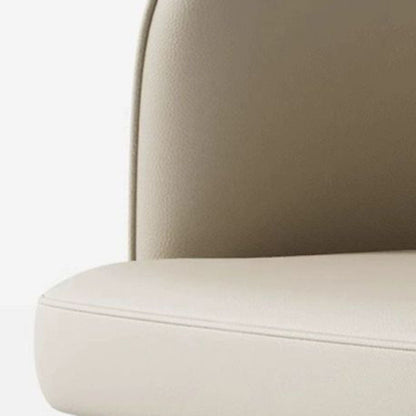 Modern Luxury Round Upholstered Faux Leather Carbon Steel Dining Chair Curved Backrest For Dining Room