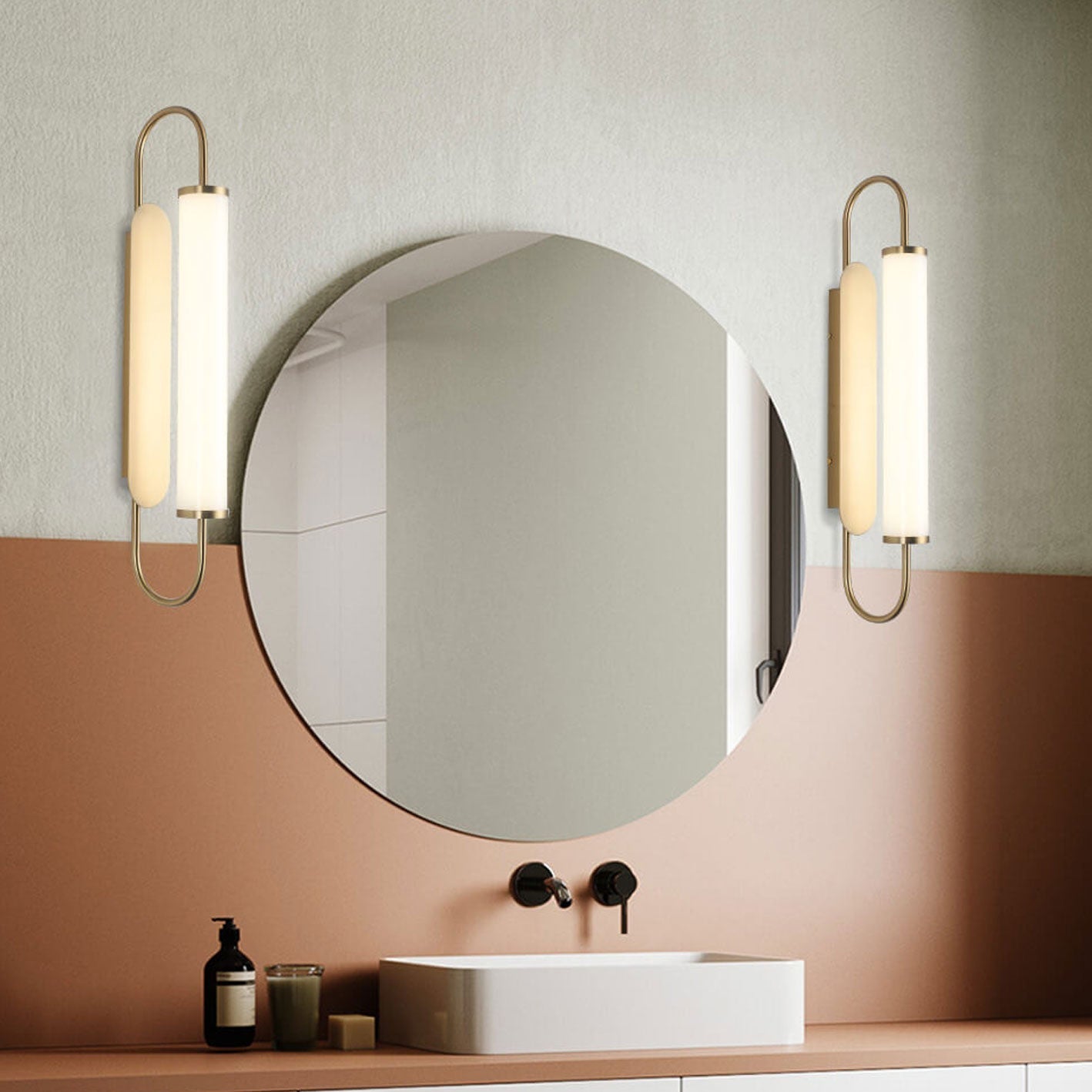 Modern Light Luxury Column Curved Arm LED Wall Sconce Lamp