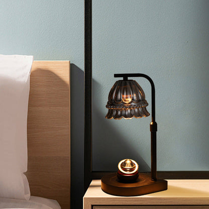 Modern Art Deco Flower Type Wooden Glass 1-Light Melting Wax Table Lamp For Bedroom