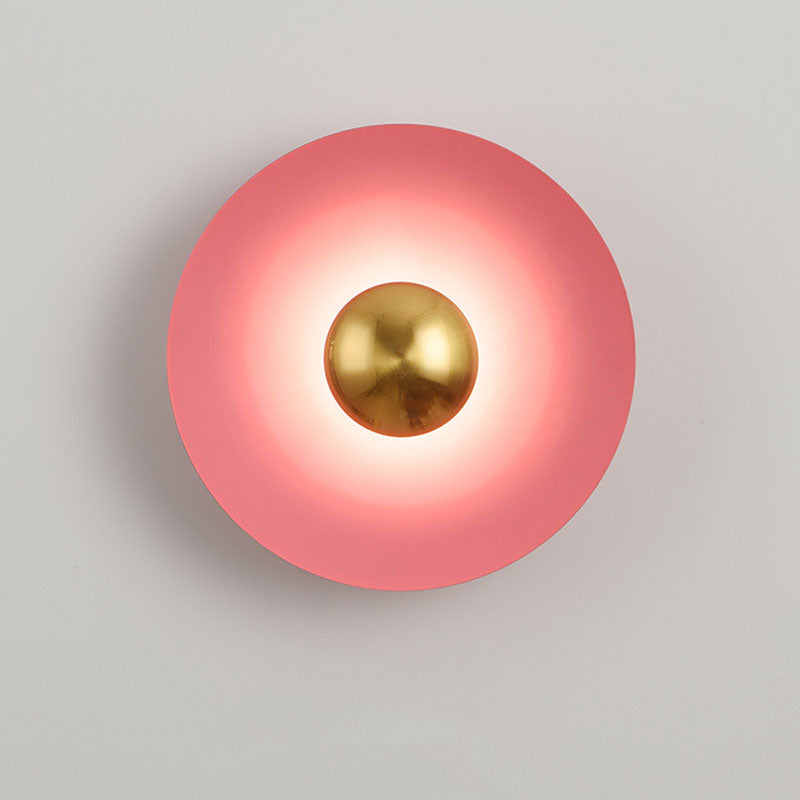 Contemporary Creative Macaron Flying Saucer Hardware LED Wall Sconce Lamp For Bedroom