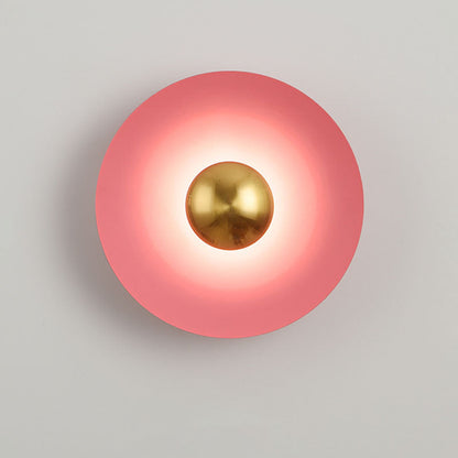 Contemporary Creative Macaron Flying Saucer Hardware LED Wall Sconce Lamp For Bedroom