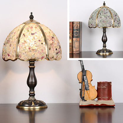 Contemporary Creative Colored Crystal Copper Flower 1-Light Table Lamp For Bedroom