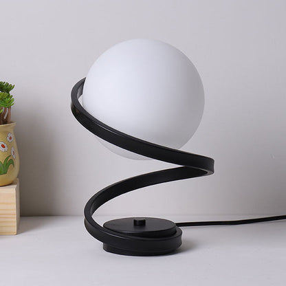 Modern Minimalist Curved Shape Ball Iron Acrylic LED Table Lamp