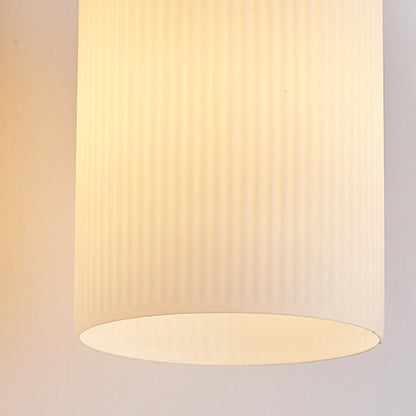 Contemporary Scandinavian Long Cylinder Glass Wood 4-Light Island Light Chandelier For Living Room
