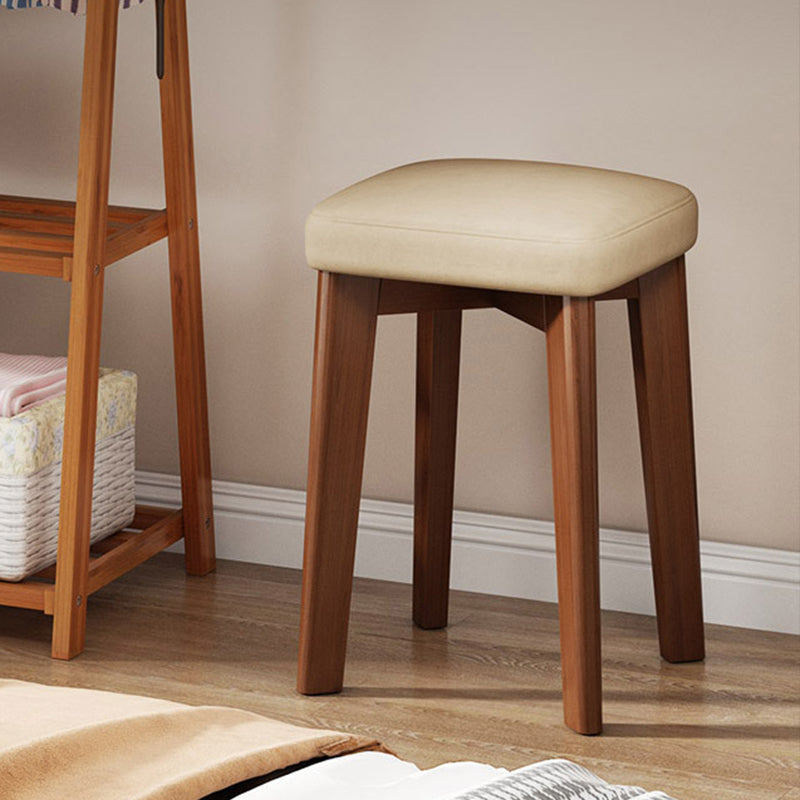 Modern Minimalist Square Upholstered Wood Technology Cloth Faux Leather Dining Chair Backless For Dining Room