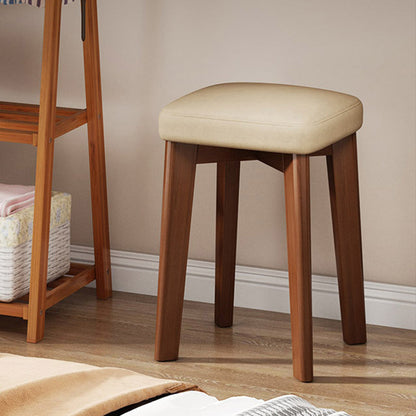 Modern Minimalist Square Upholstered Wood Technology Cloth Faux Leather Dining Chair Backless For Dining Room