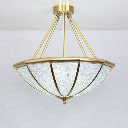 Modern Luxury Copper Frame Crystal Round Shade 5-Light Chandelier For Living Room