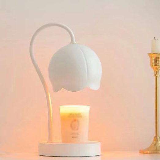 Contemporary Nordic Iron Glass Wood Flower 1-Light Melting Wax Table Lamp For Bedside