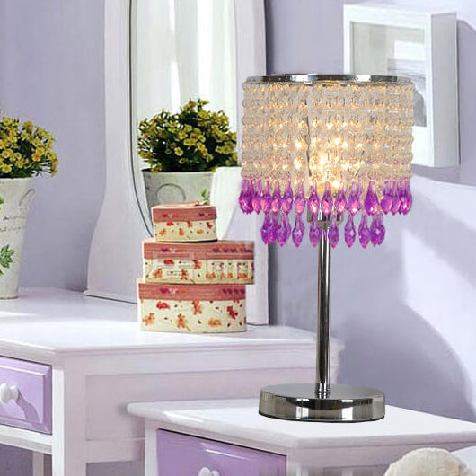 Modern Crystal Beads Colored Column 1-Light Table Lamp