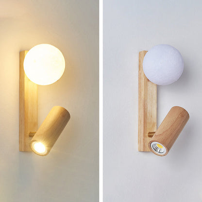 مصباح حائط LED بتصميم أسطواني مستطيل الشكل من الخشب البولي إيثيلين لغرفة النوم بتصميم معاصر إسكندنافي 