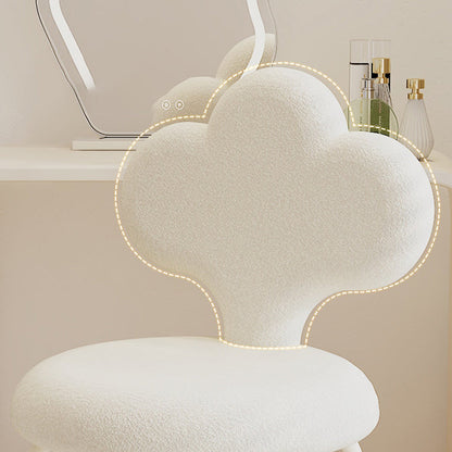 Contemporary Creative Cloud Shape Lambswool Upholstered Swivel Vanity Stool Backrest For Bedroom