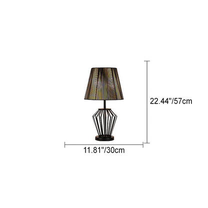 Chinese Classical Handmade Silk Thread Iron Hollow Base 1-Light Table Lamp