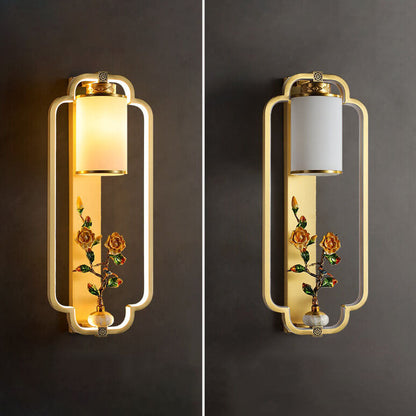 مصباح حائط LED بتصميم عقدة حلقية من النحاس الصيني الحديث 