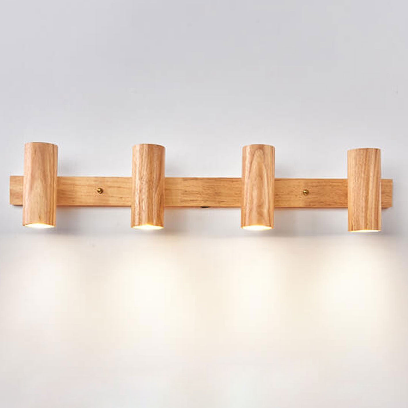 Modern Minimalist Wood Track Spotlight 1/2/3 Light Wall Sconce Lamp