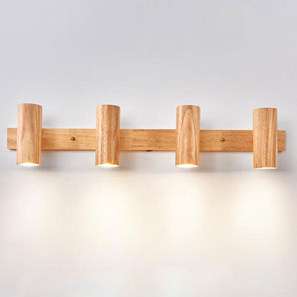 Modern Minimalist Wood Track Spotlight 1/2/3 Light Wall Sconce Lamp