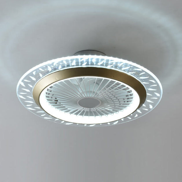 مروحة سقف دائرية حديثة من الأكريليك RGB LED مثبتة بشكل نصف مسطح 