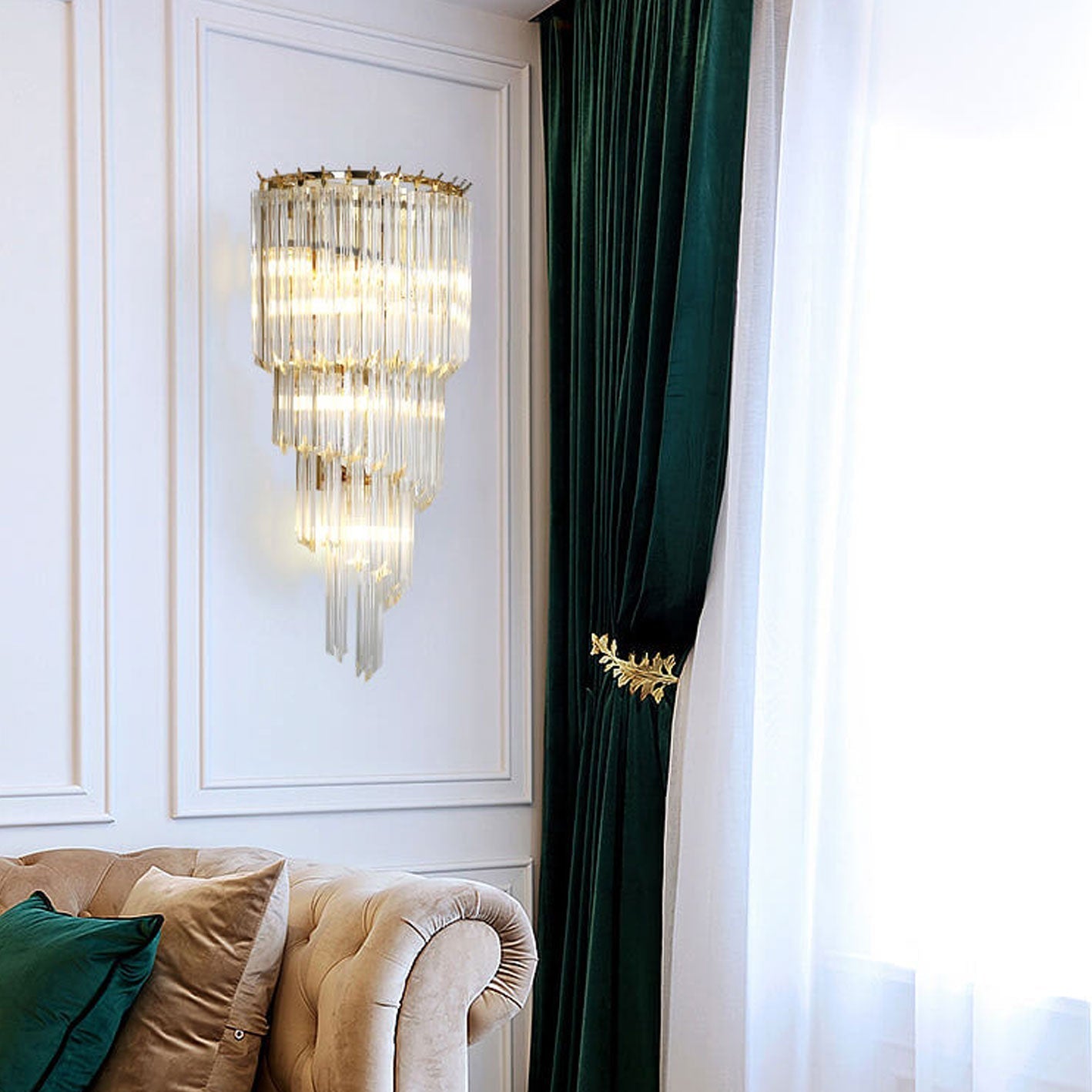 Modern Luxury Crystal Four Layers 4-Light Wall Sconce Lamp