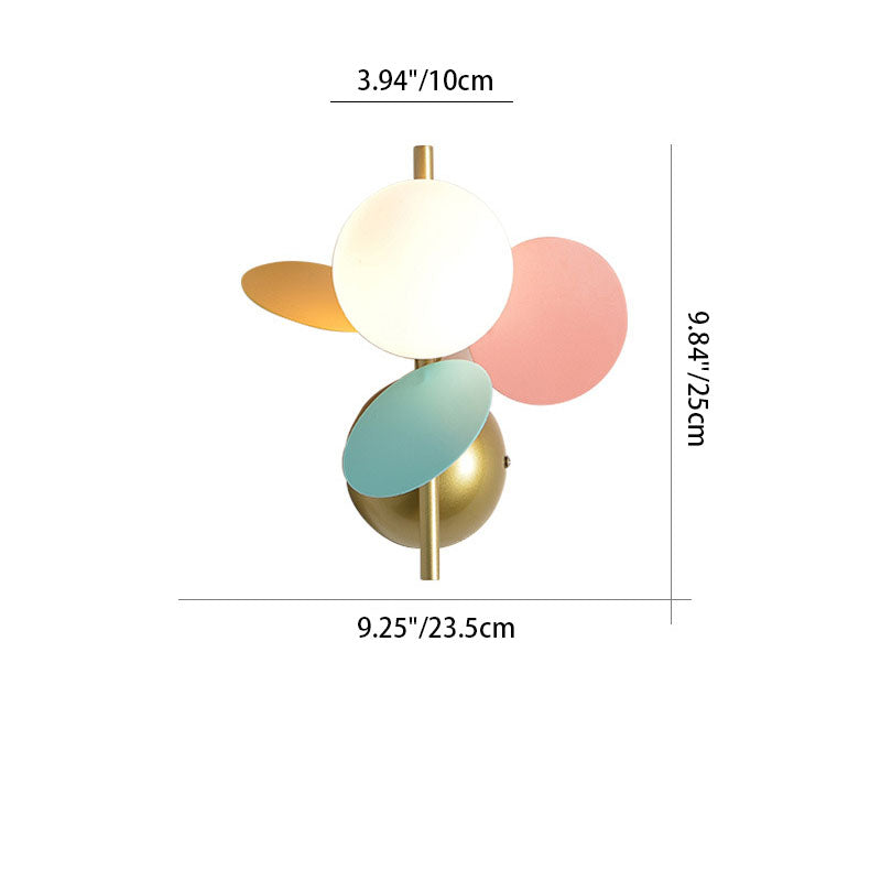 Contemporary Creative Round Iron Glass PVC 1-Light Wall Sconce Lamp For Bedroom