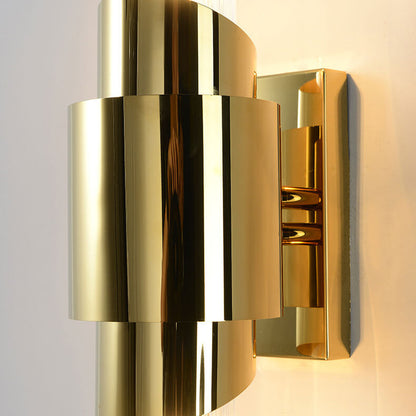 Modern Luxury Stainless Steel Glass Column 2-Light Wall Sconce Lamp