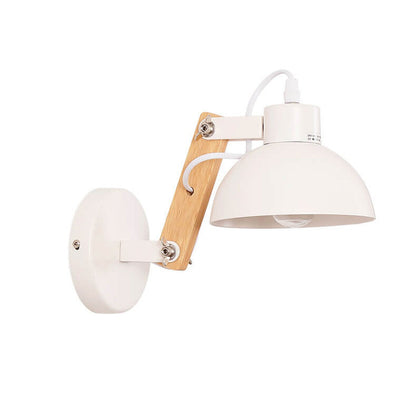 Nordic Simple Semicircle Solid Wood Wrought Iron 1-Light Wall Sconce Lamp