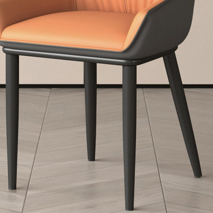 Contemporary Nordic Square Faux Leather Upholstered Dining Chair Backrest Armrest For Dining Room