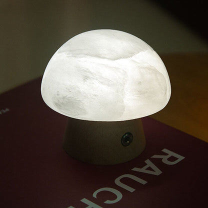Nordic Creative Mushroom Ore Wood Base LED USB Table Lamp