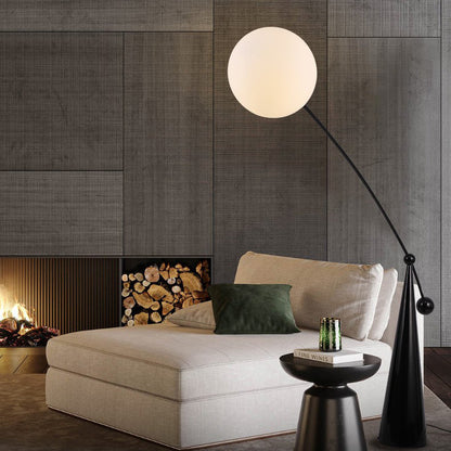 Contemporary Creative Tapered Base Fishing Rod Orb Iron Glass 1-Light Standing Floor Lamp For Living Room