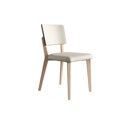 Contemporary Nordic Square PU Leather Solid Wood Frame Dining Chair Backrest For Dining Room