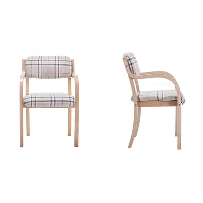 Contemporary Nordic Wood Cotton Linen Fabric PU Leather Velvet Sponge Square Dining Chair Backrest Armrest For Dining Room