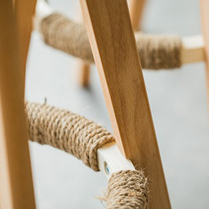 Traditional Vintage Round Fabric Wood Frame Swivel Bar Stool Low Back Footrest For Dining Room