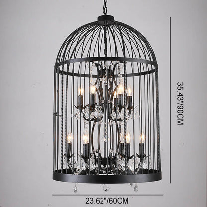Retro Wrought Iron 4/8 Light Bird Cage Shaped Chandeliers