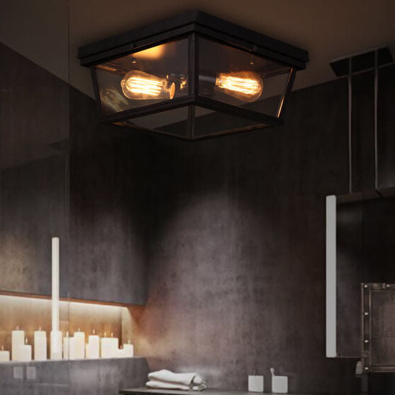 Vintage 2-Light Square Flush Mount Lighting