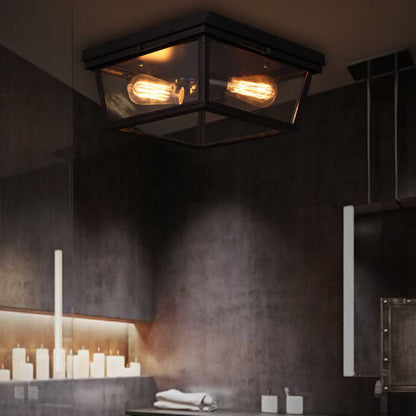 Vintage 2-Light Square Flush Mount Lighting