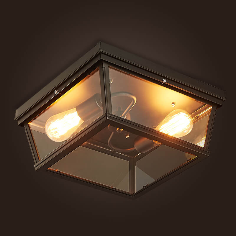 Vintage 2-Light Square Flush Mount Lighting
