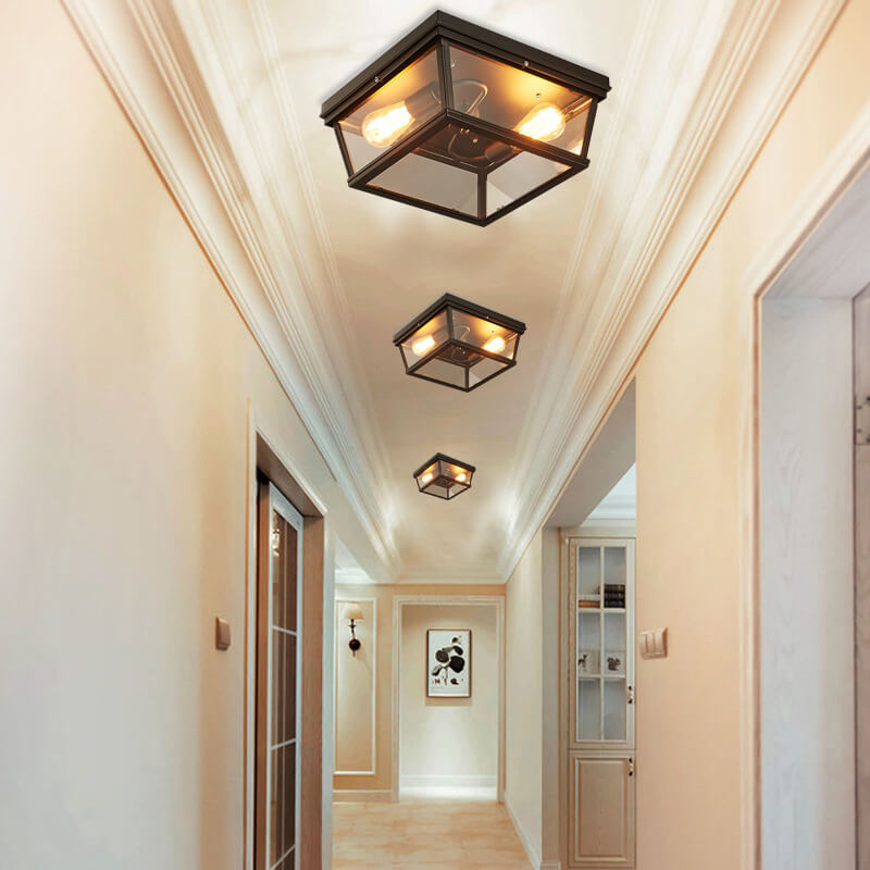 Vintage 2-Light Square Flush Mount Lighting