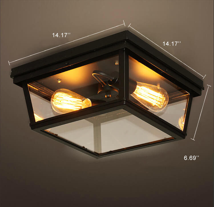 Vintage 2-Light Square Flush Mount Lighting