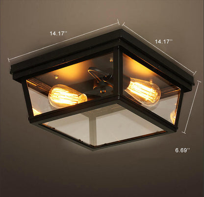 Vintage 2-Light Square Flush Mount Lighting
