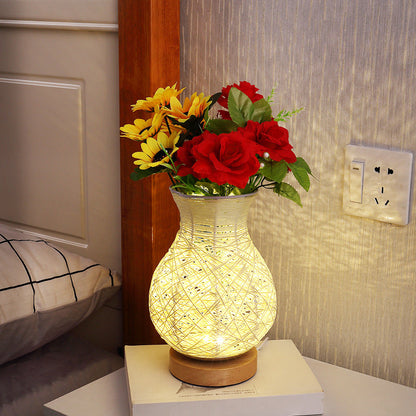Modern Rattan Creative Vase Design LED Table Lamp