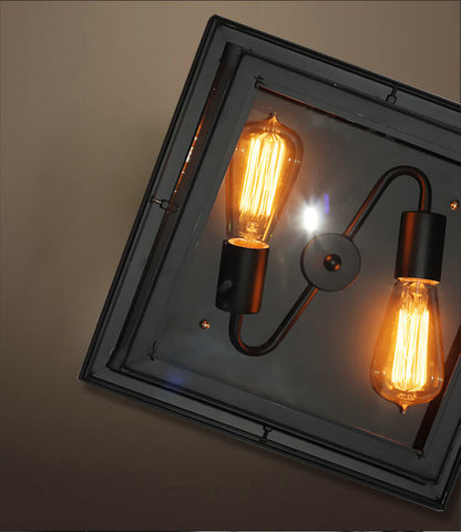 Vintage 2-Light Square Flush Mount Lighting