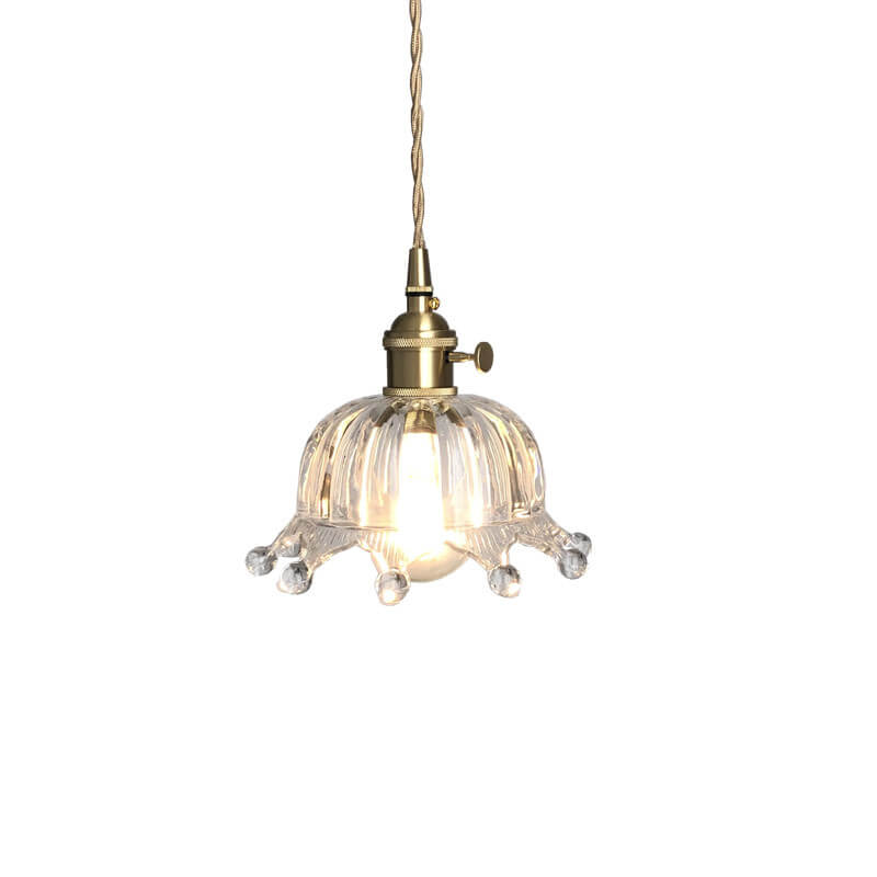 Nordic Simple Crown Glass Brass 1-Light Pendant Ceiling Light