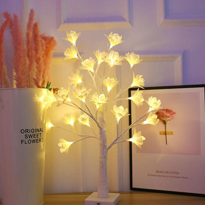 64 Light Copper Wire Orchid USB Charging LED Tree Table Lamp
