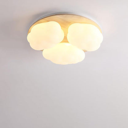 モダンアールデコ調飛行機雲月アクリル木製LEDフラッシュマウントシーリングライトリビングルーム用