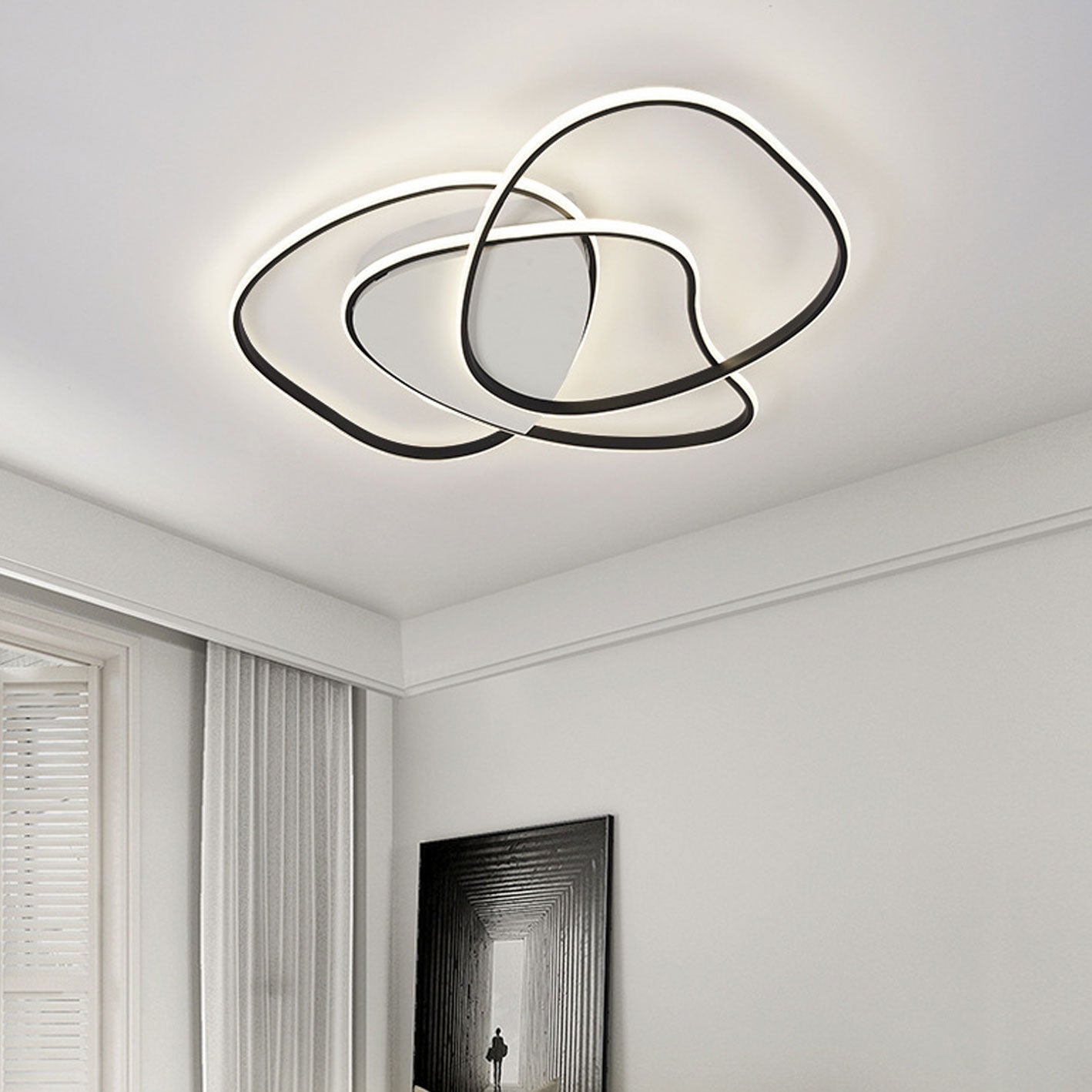 Nordic Minimalist Round Shaped Curved LED Flush Mount Ceiling Light